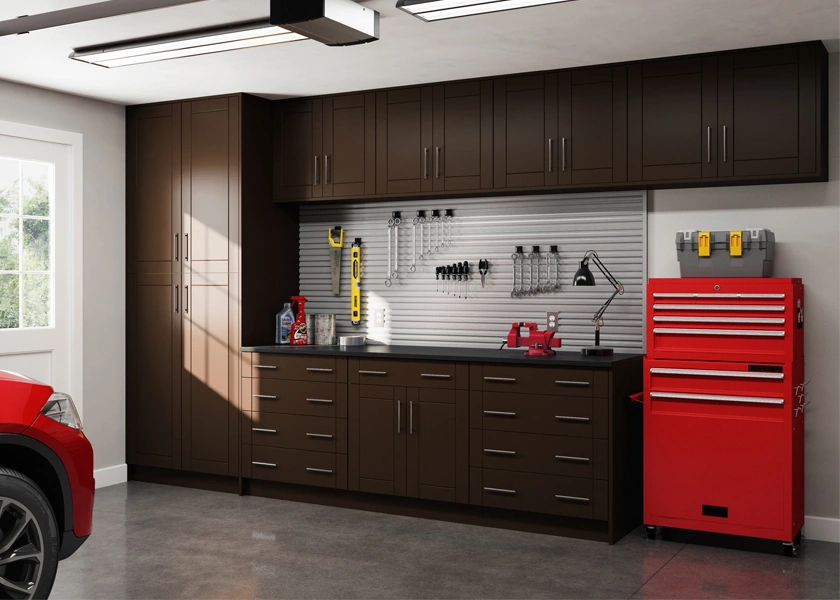 Garage storage cabinetry in weatherproof All-Weatherboard