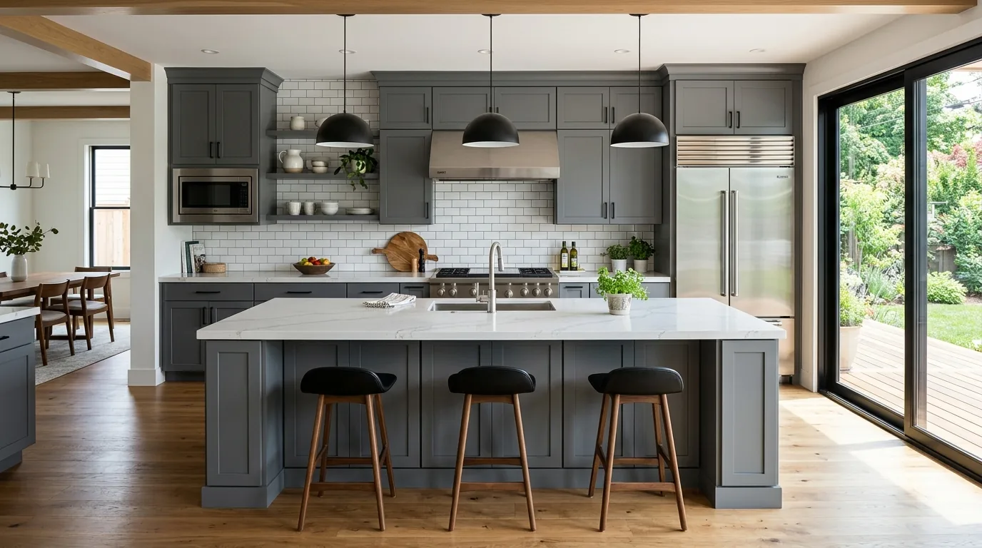 Kitchen remodel with semi-custom cabinetry and an island